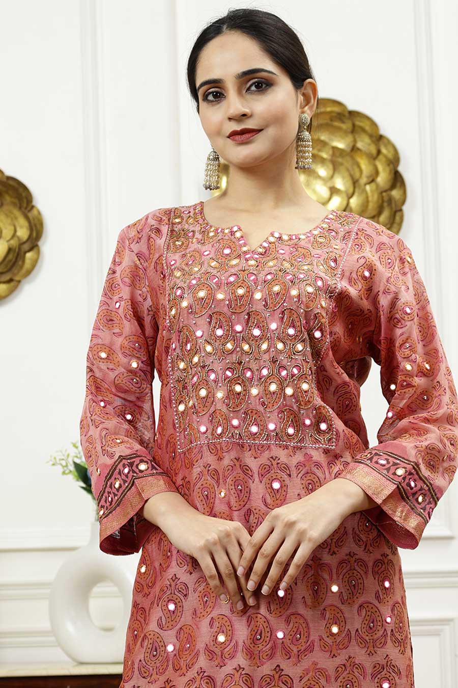 Pink Paisley Printed Kurta Set