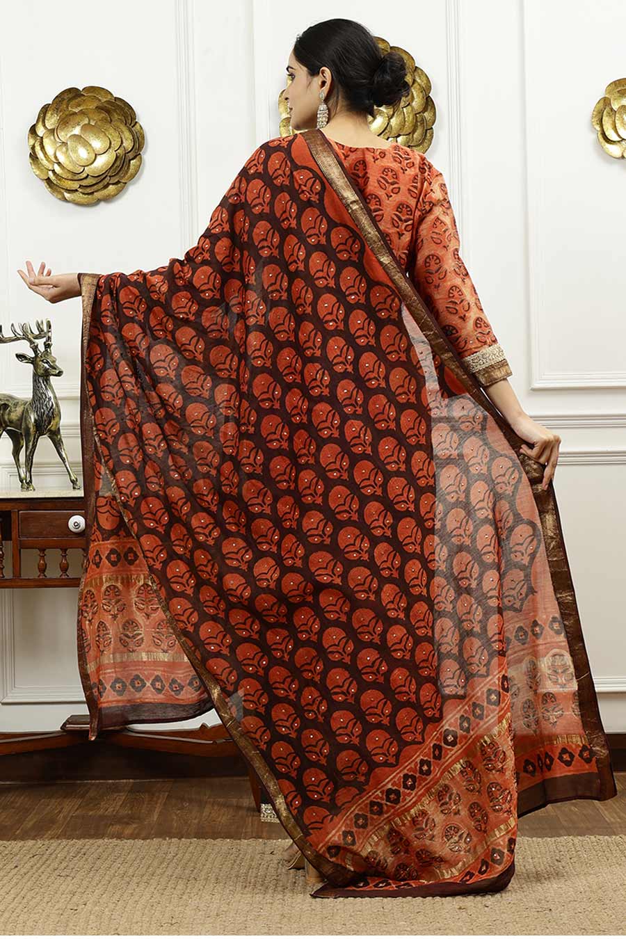 Burnt Orange Printed Kurta Set