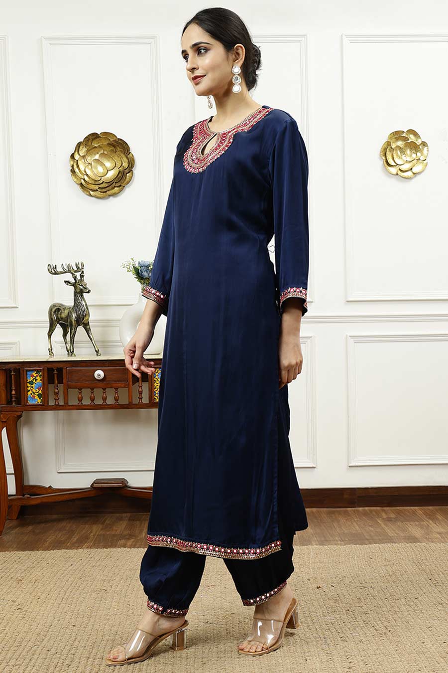 Blue Embroidered Kurta & Pant Set