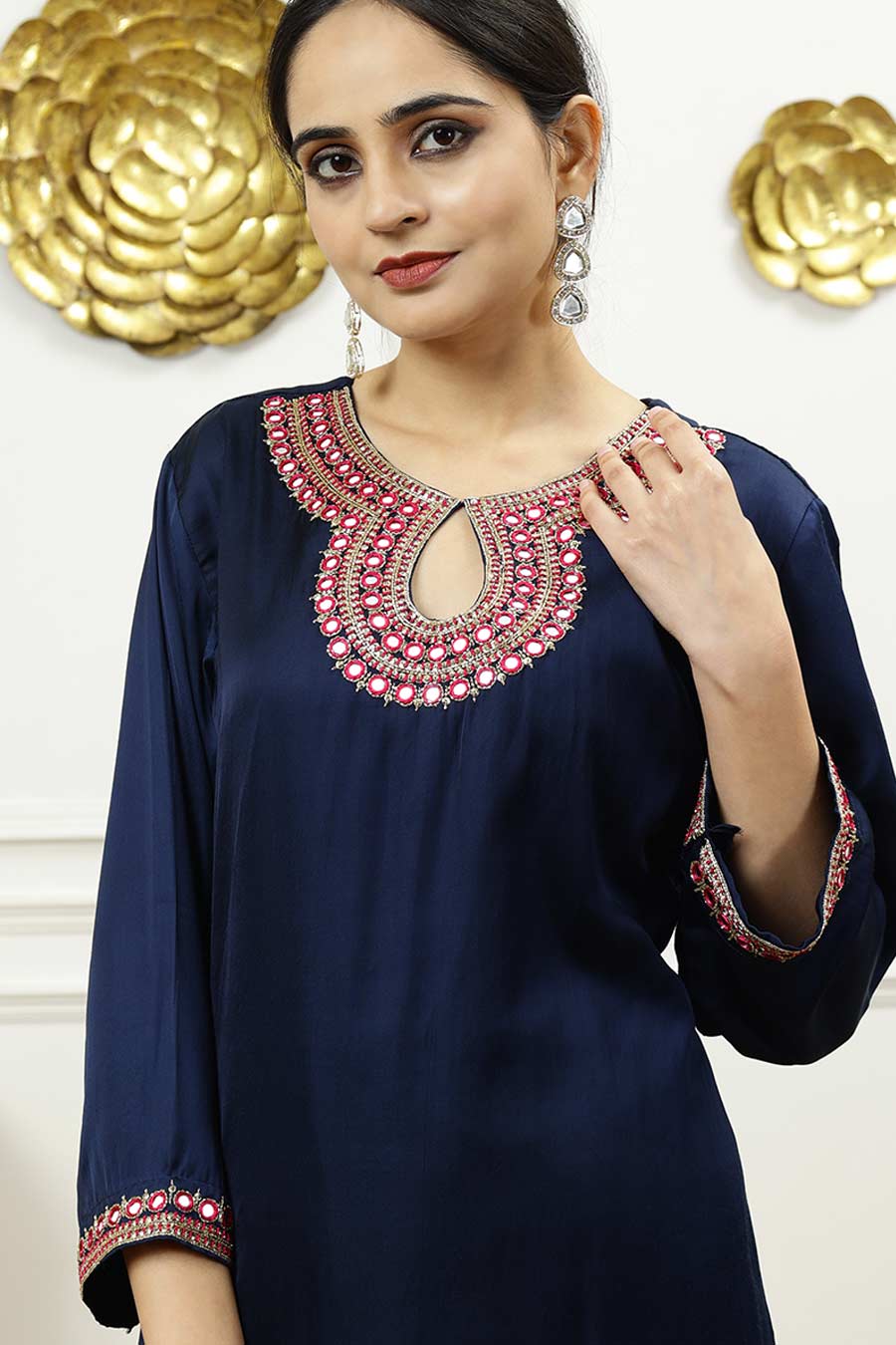Blue Embroidered Kurta & Pant Set