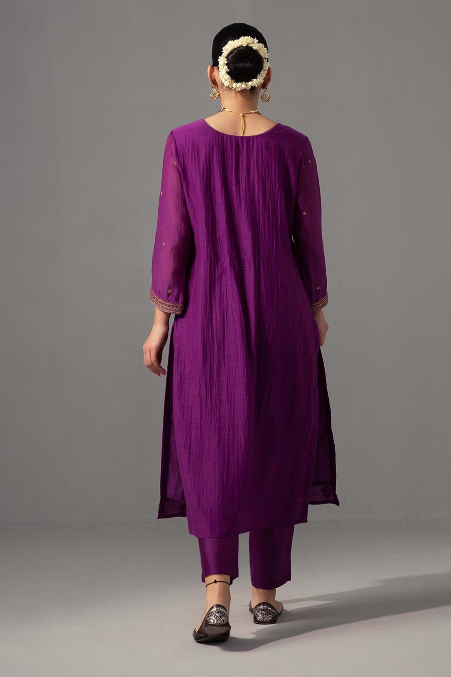 Aubergine Hand Embroidered Kurta Set