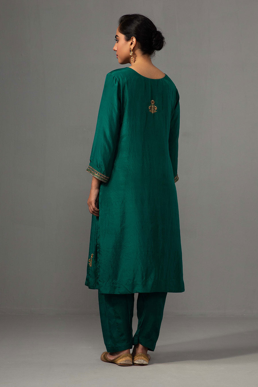 Emerald Green Hand Embroidered Kurta Set