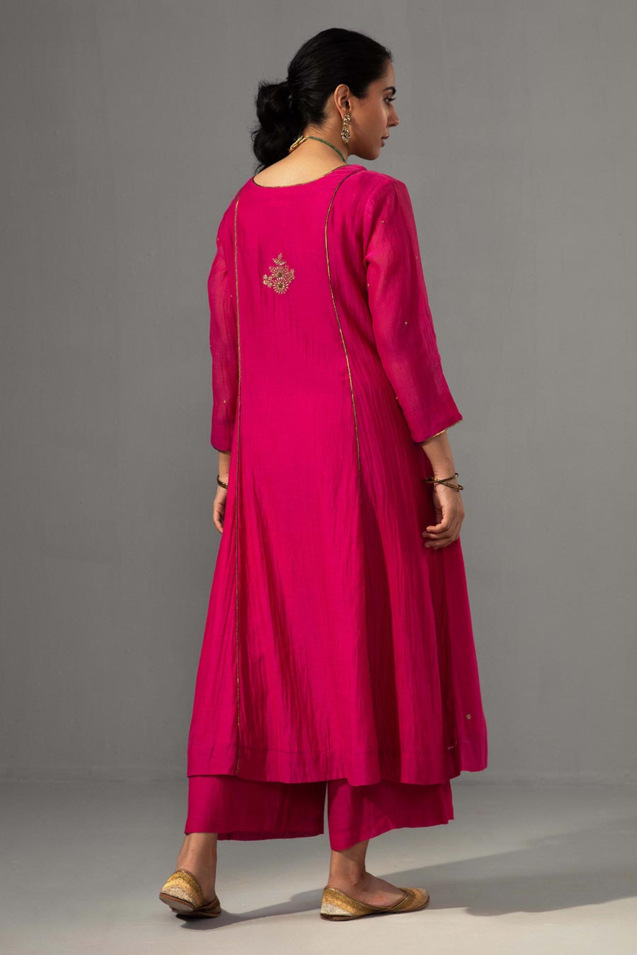 Fuschia Embroidered Kurta Set