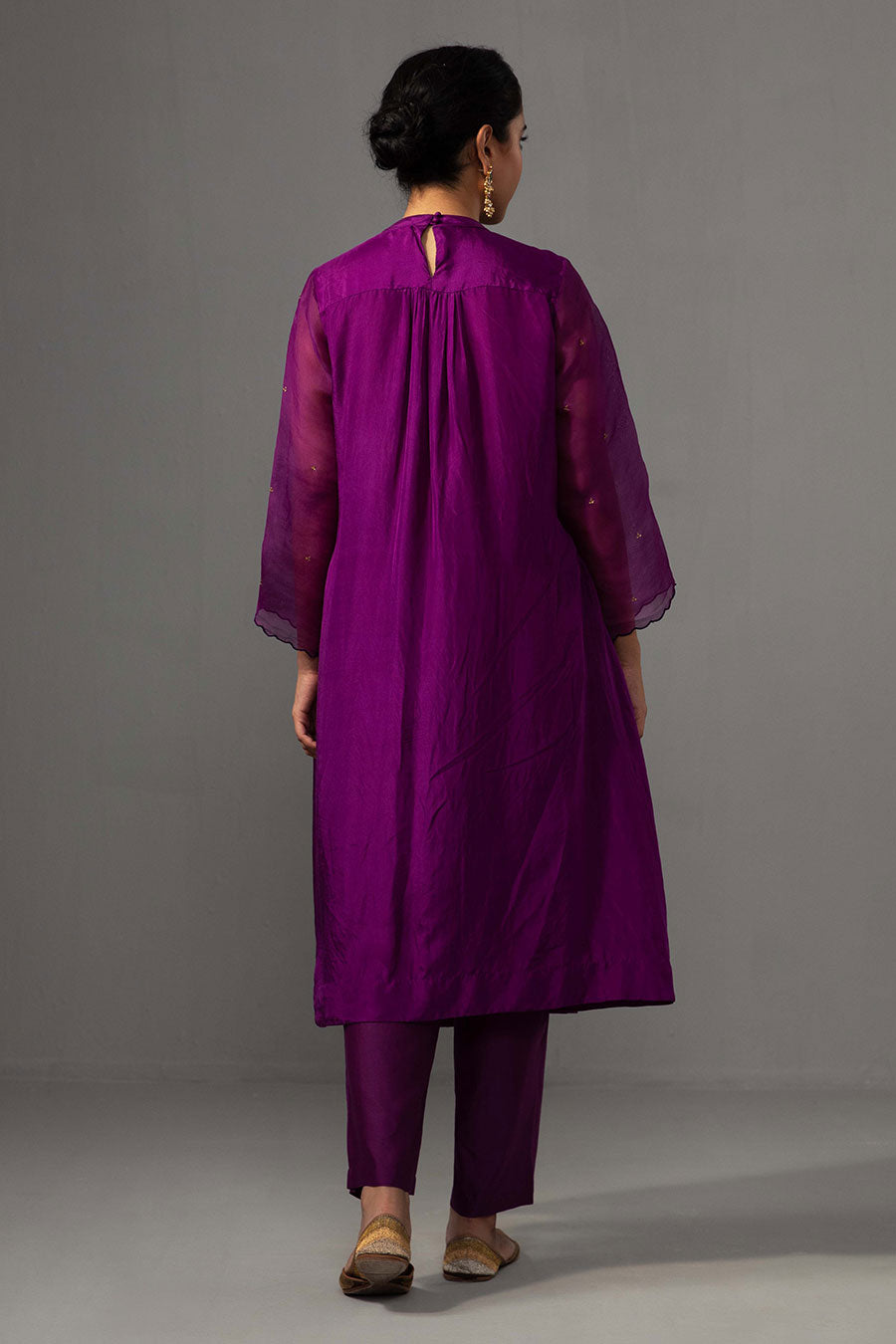 Aubergine Pleated Kurta & Pant Set
