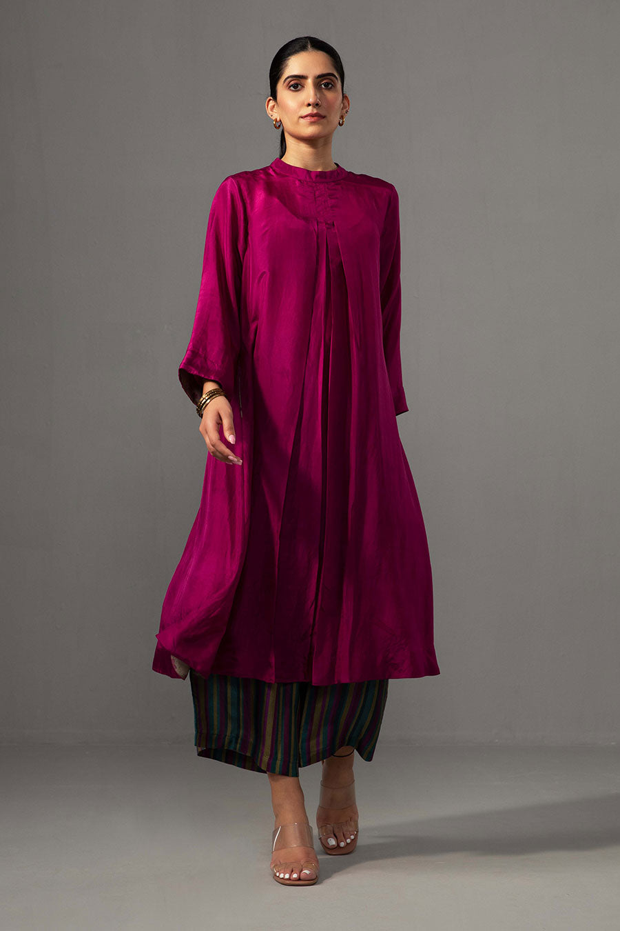 Pink Pleated Kurta & Pant Set