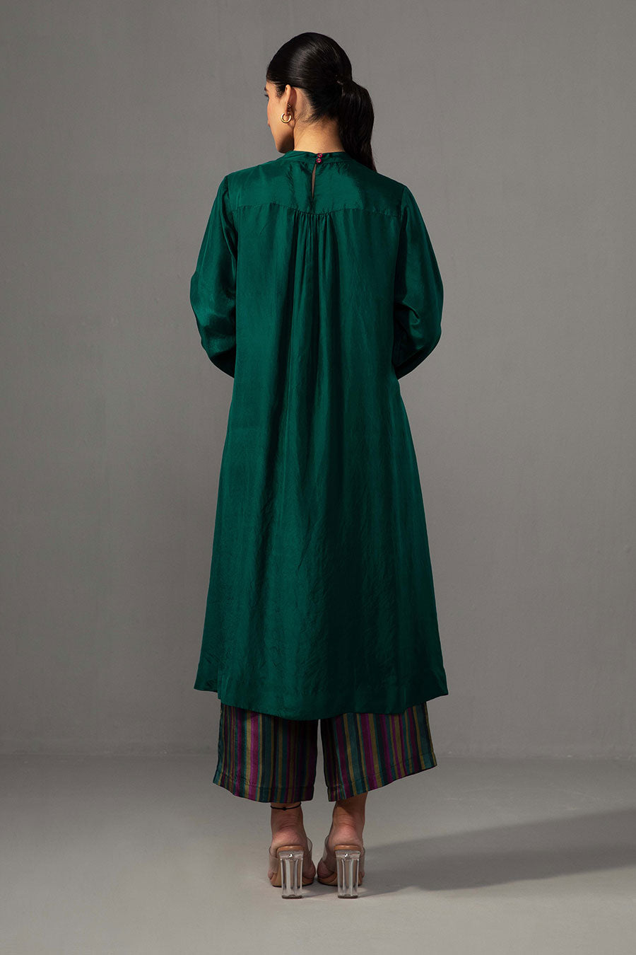 Emerald Green Pleated Kurta & Pant Set