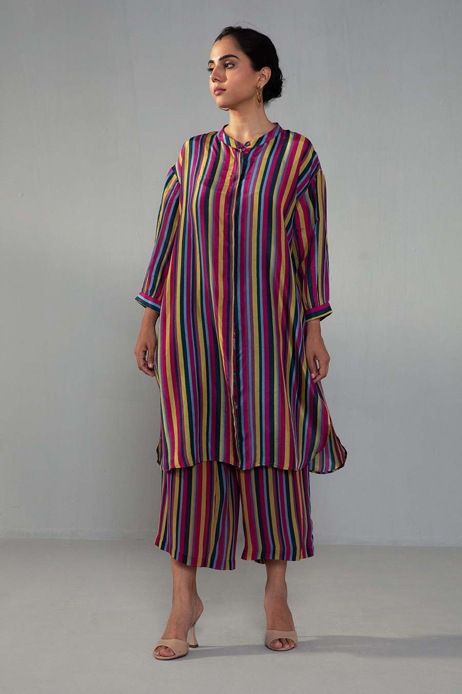 Multicolour Striped Kurta & Pant Co-ord Set