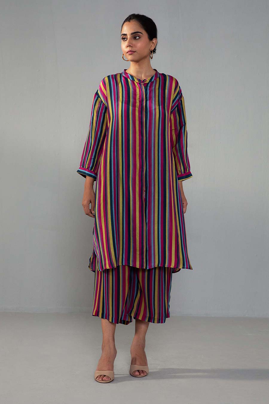 Multicolour Striped Kurta & Pant Co-ord Set