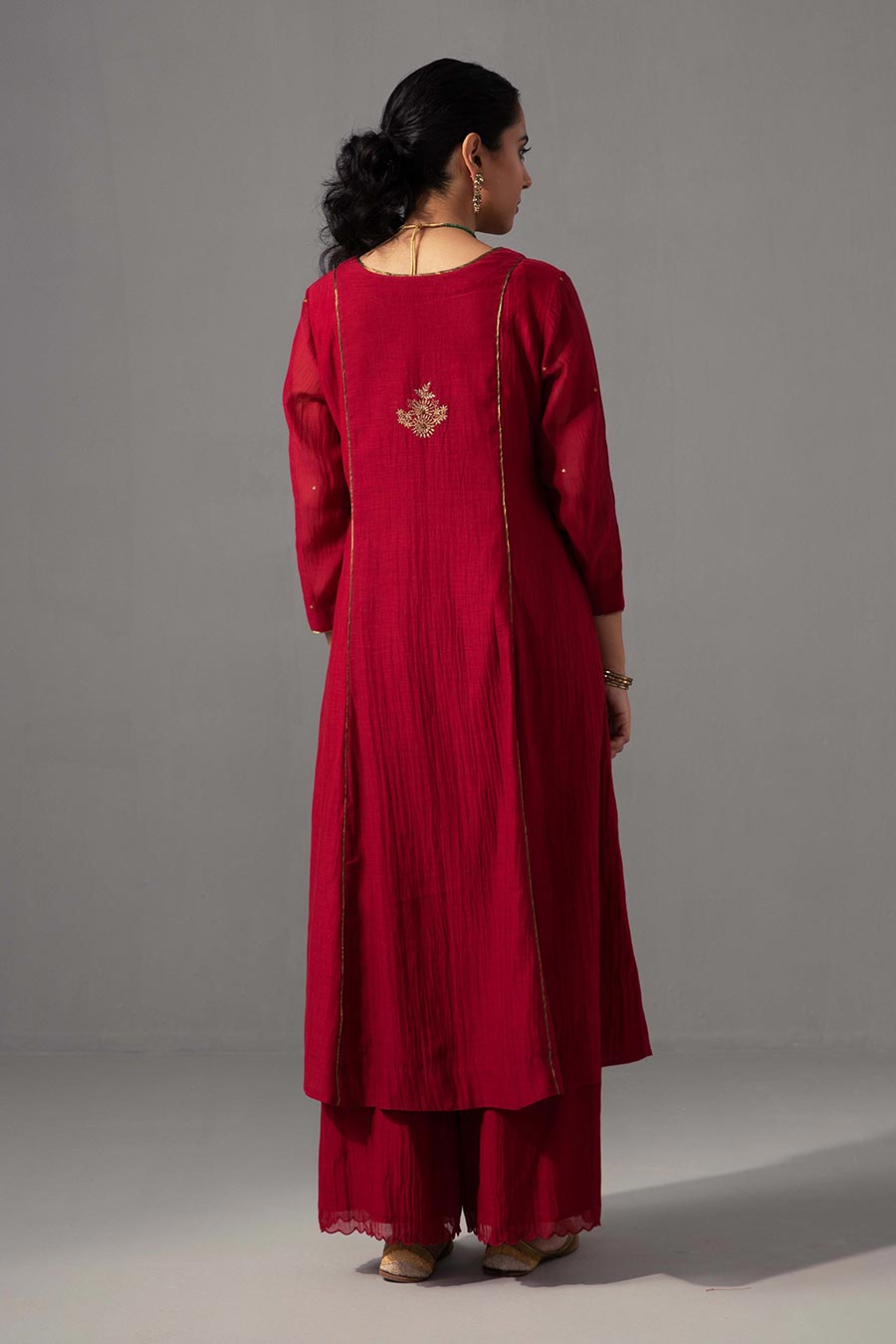 Red Embroidered Kurta Set