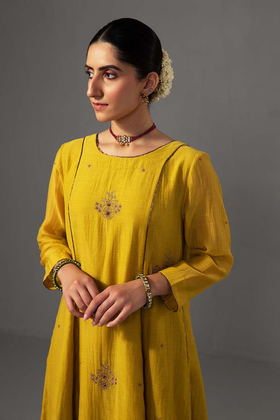 Yellow Embroidered Kurta Set