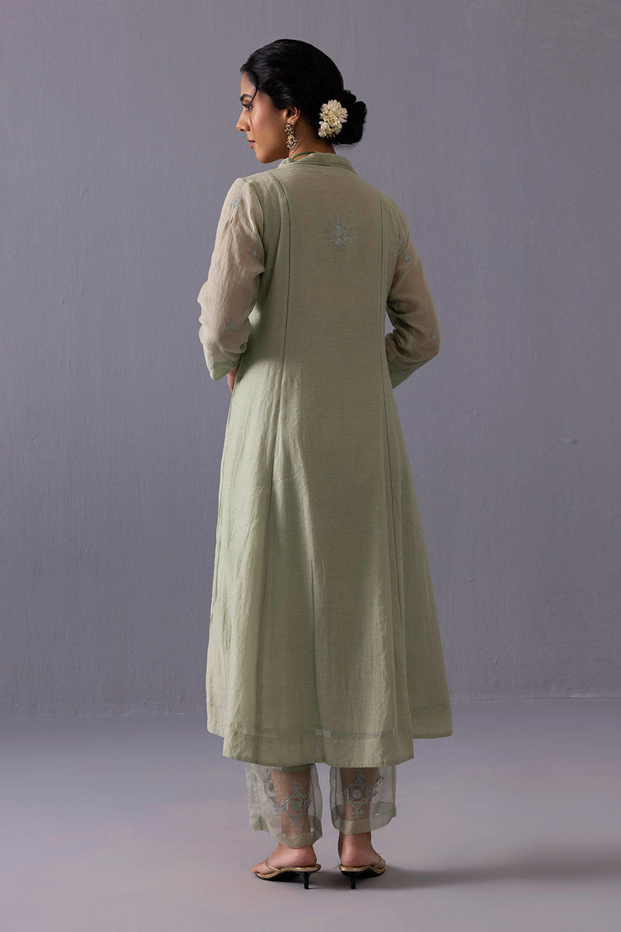 Anju Green Chanderi Embroidered Kurta Set