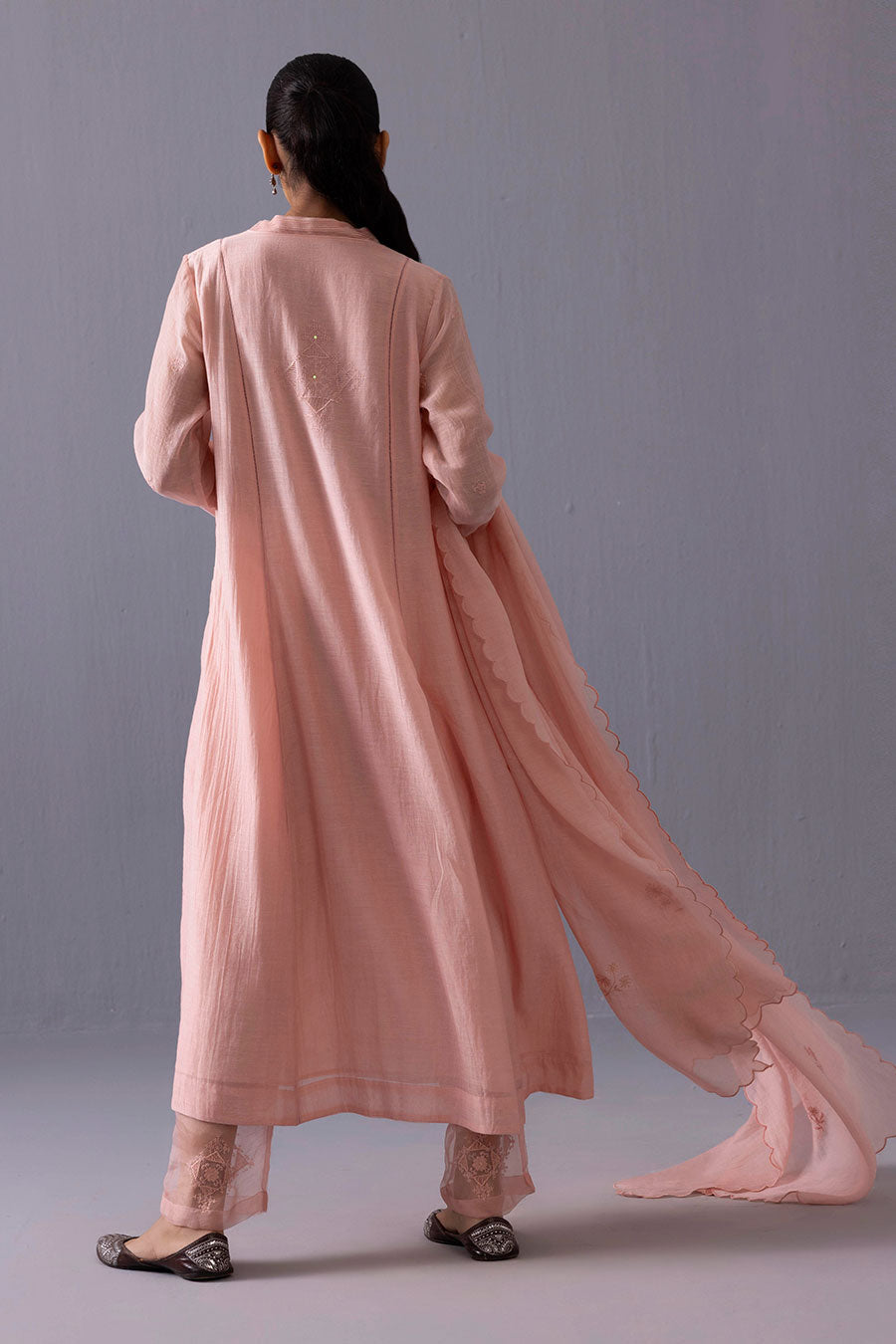 Anju Pink Chanderi Embroidered Kurta Set