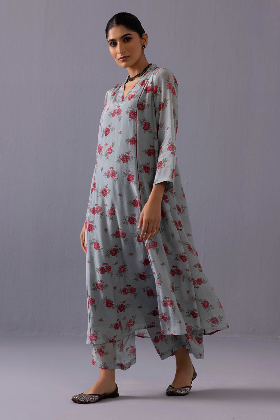 Blue Thea Floral Printed Kurta & Pant Set