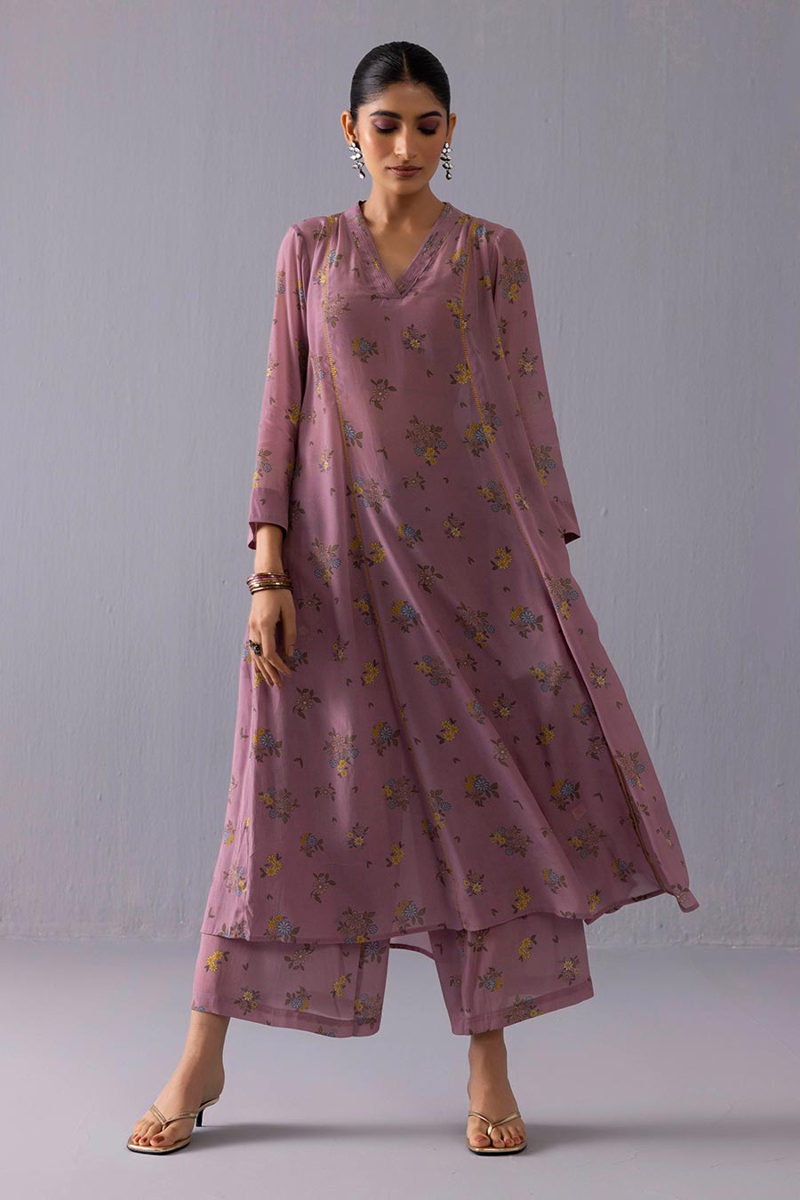 Purple Thea Daisy Printed Kurta & Pant Set