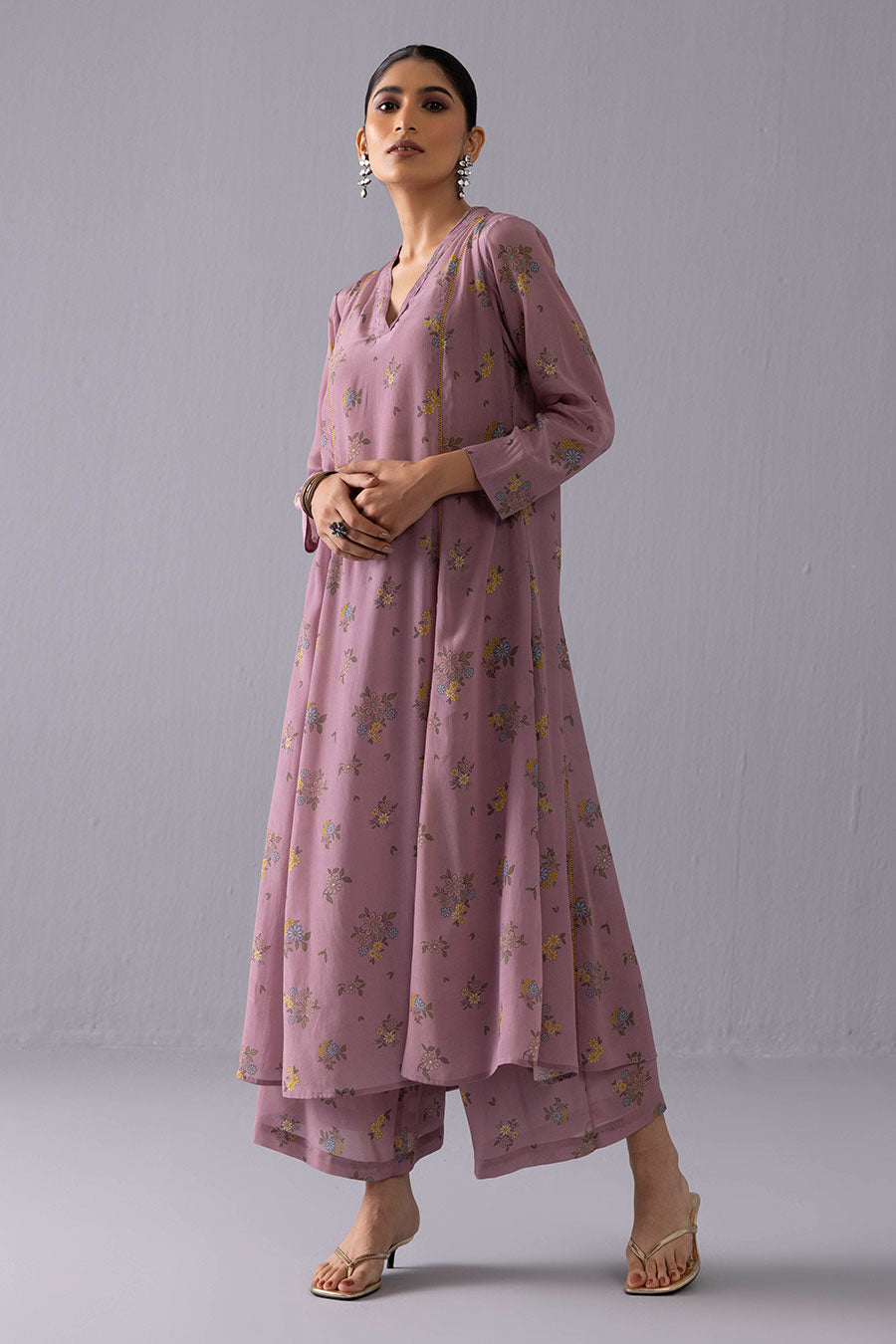 Purple Thea Daisy Printed Kurta & Pant Set