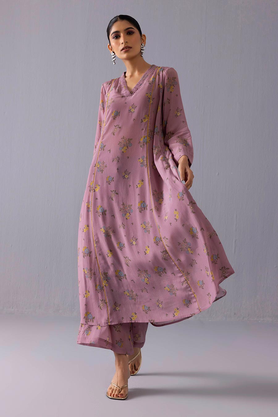 Purple Thea Daisy Printed Kurta & Pant Set