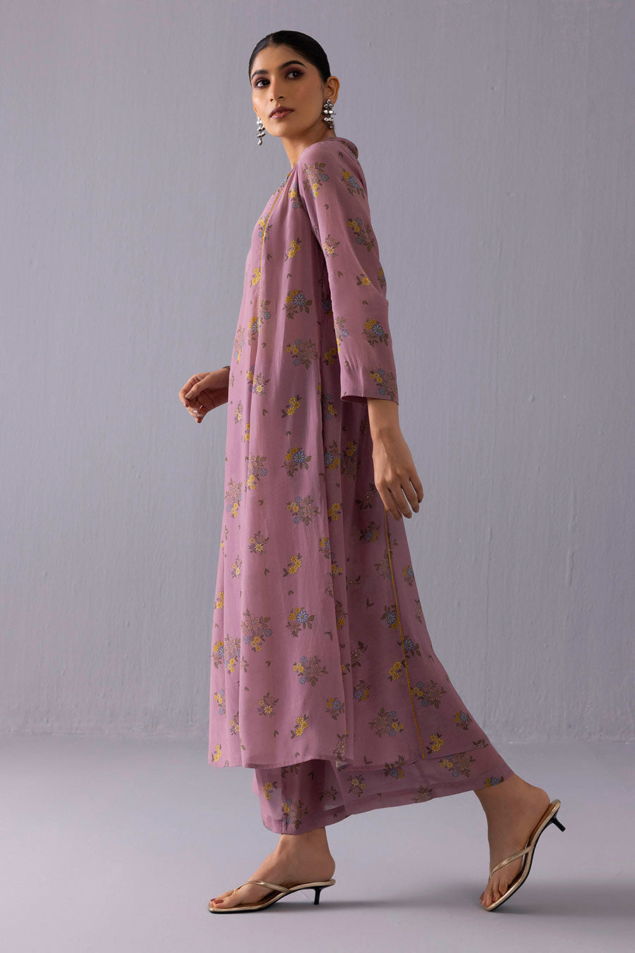 Purple Thea Daisy Printed Kurta & Pant Set