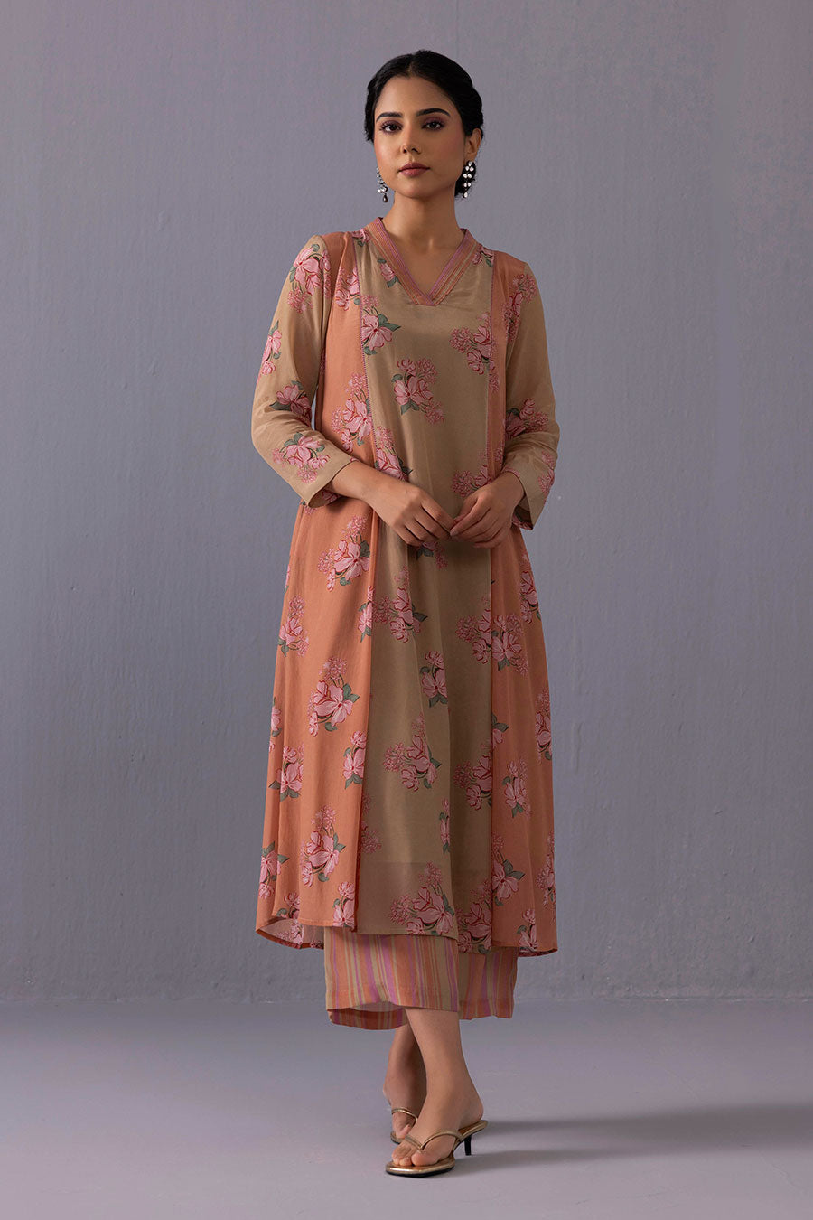Brown Thea Rosella Printed Kurta & Pant Set