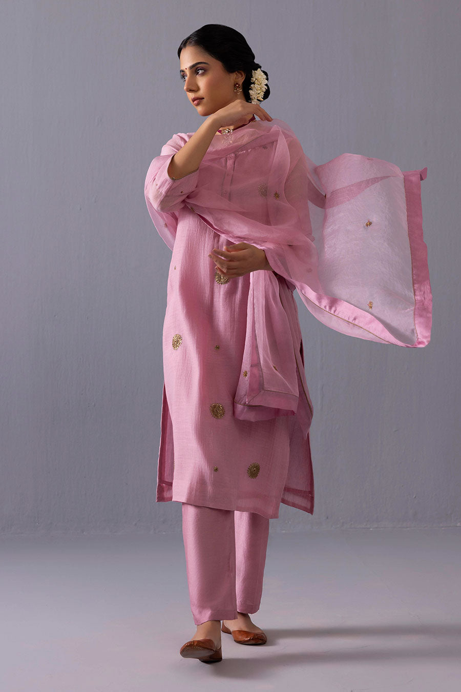 Malti Pink Chanderi Embroidered Kurta Set