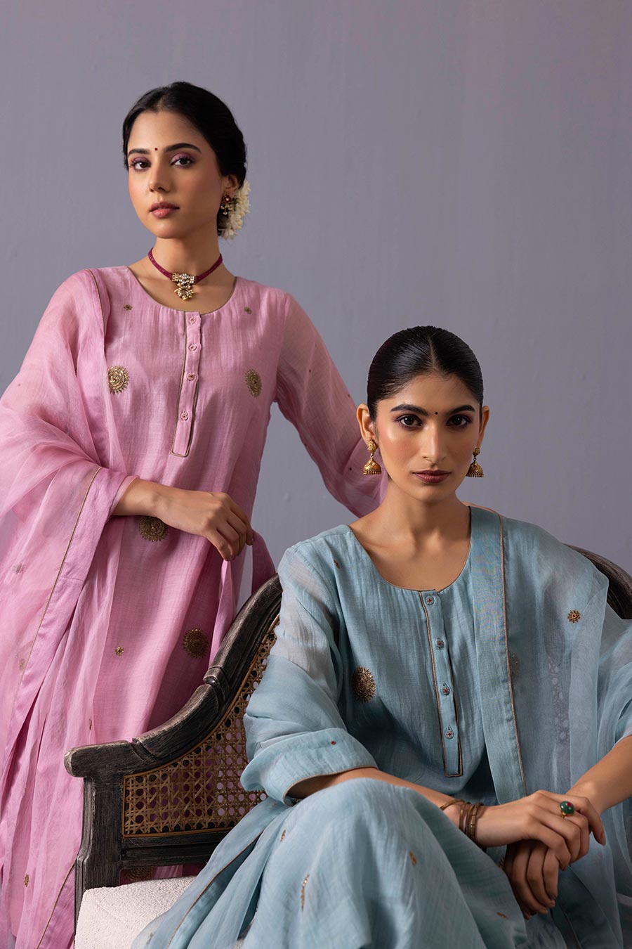 Malti Pink Chanderi Embroidered Kurta Set