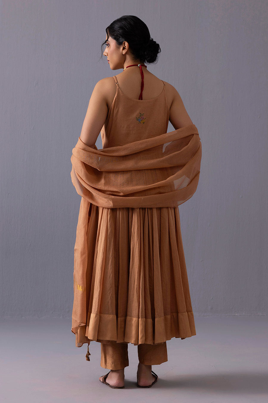 Mira Orange Embroidered Kurta Set