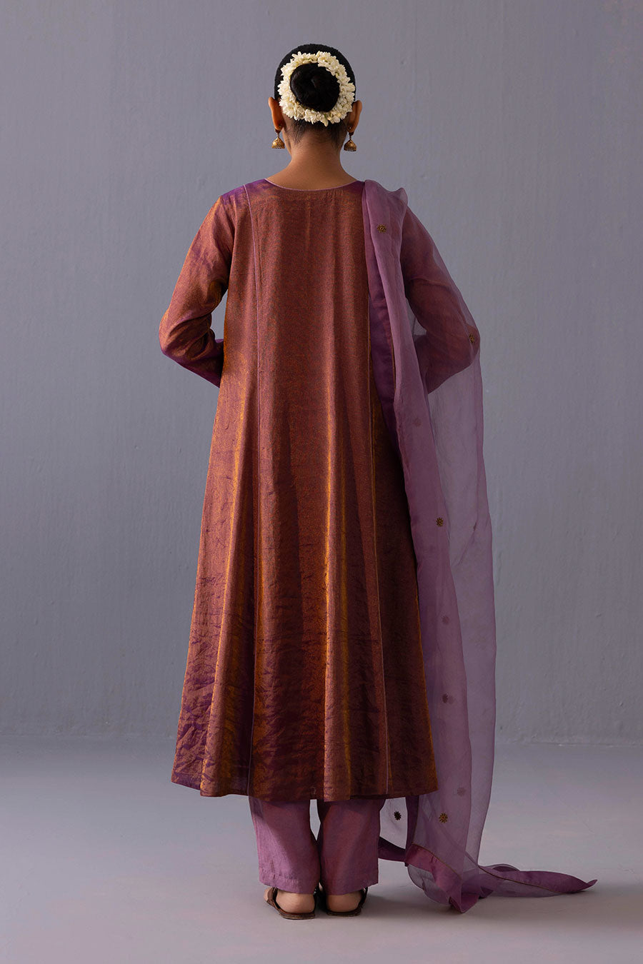Himani Purple Tissue Embroidered Kurta Set