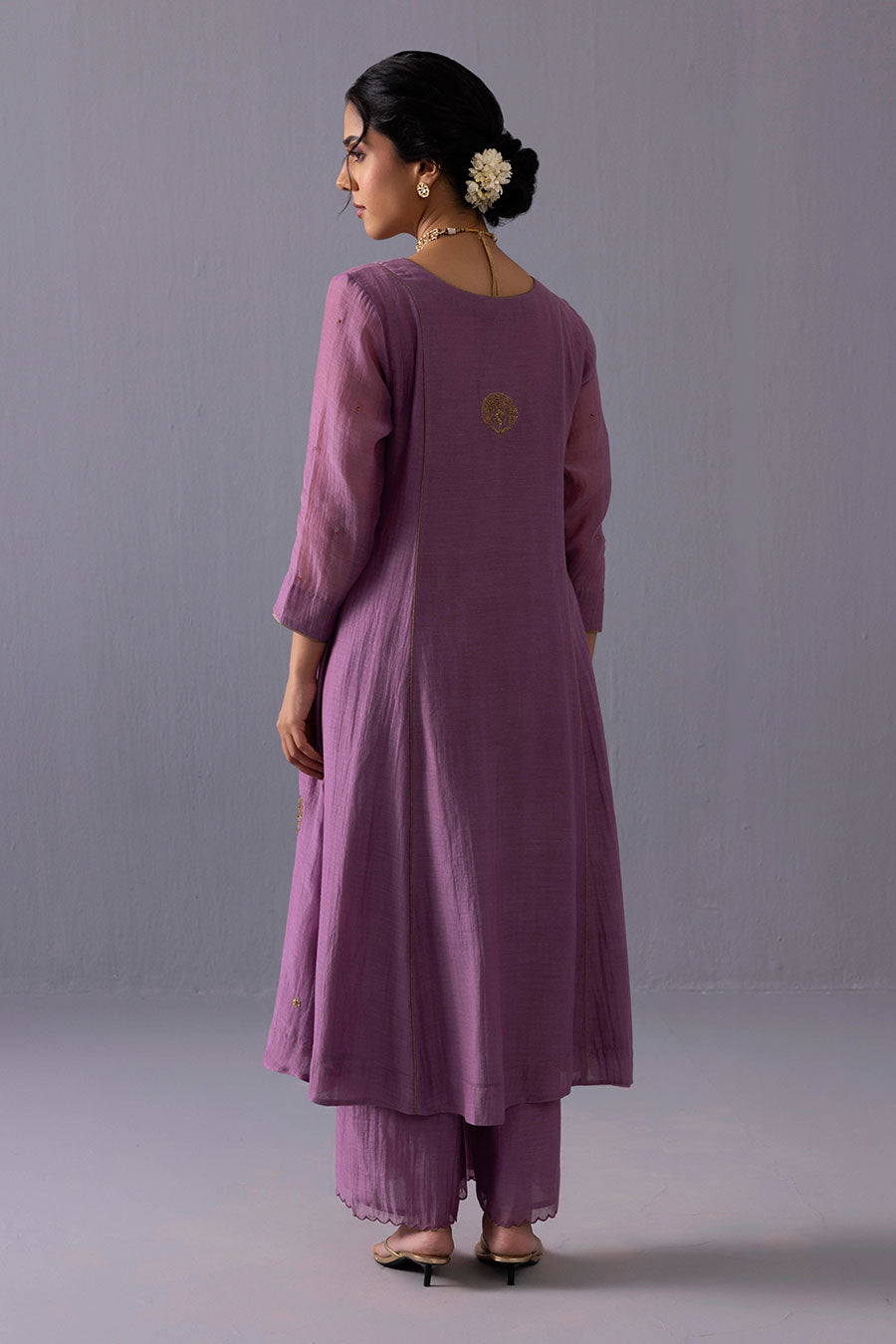 Noor Purple Chanderi Embroidered Kurta Set