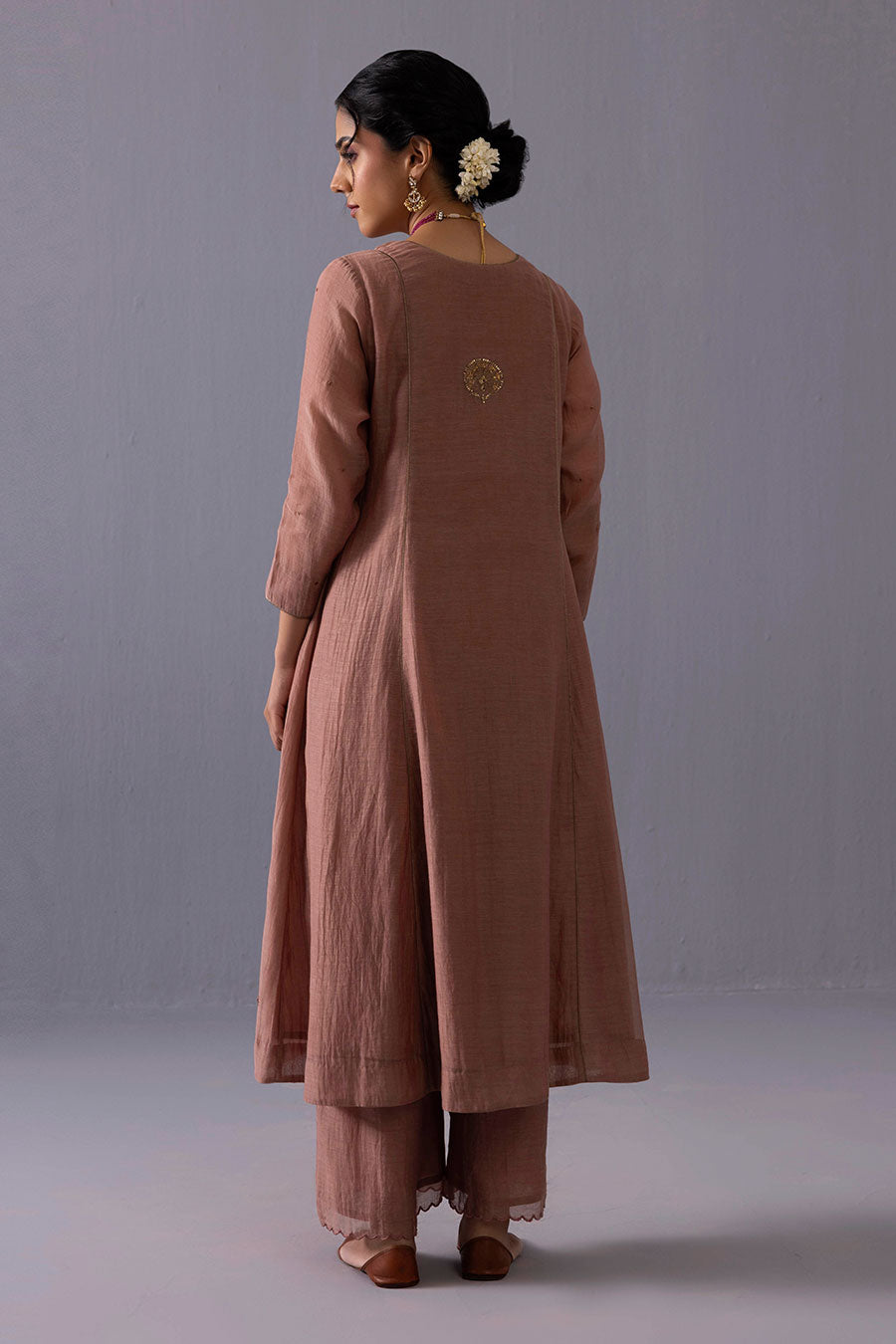 Noor Beige Chanderi Embroidered Kurta Set