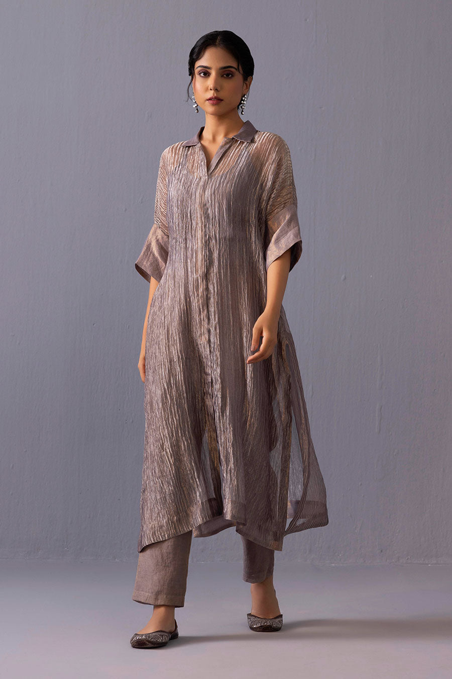 Rohini Grey Tissue Kurta & Pant Set