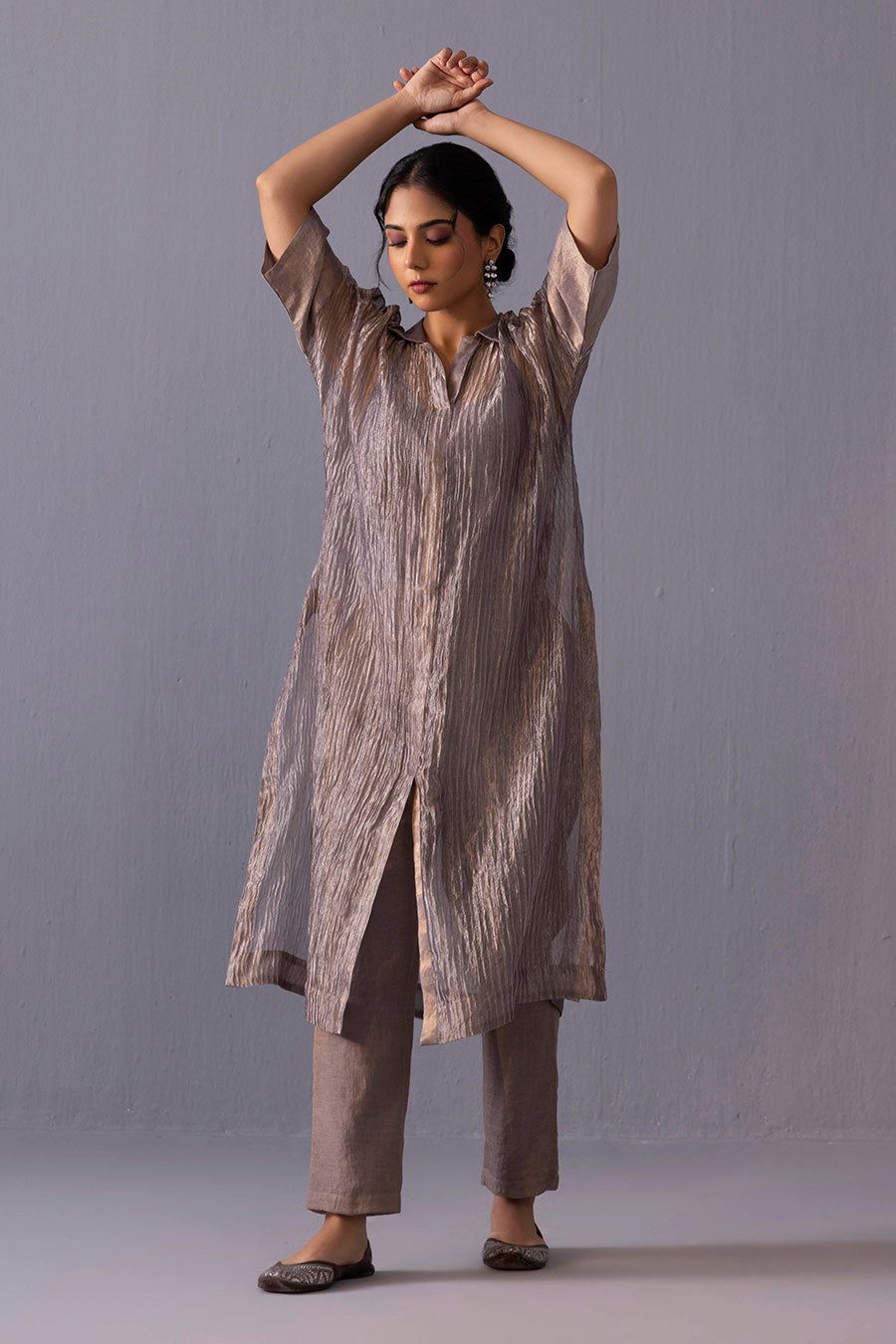 Rohini Grey Tissue Kurta & Pant Set