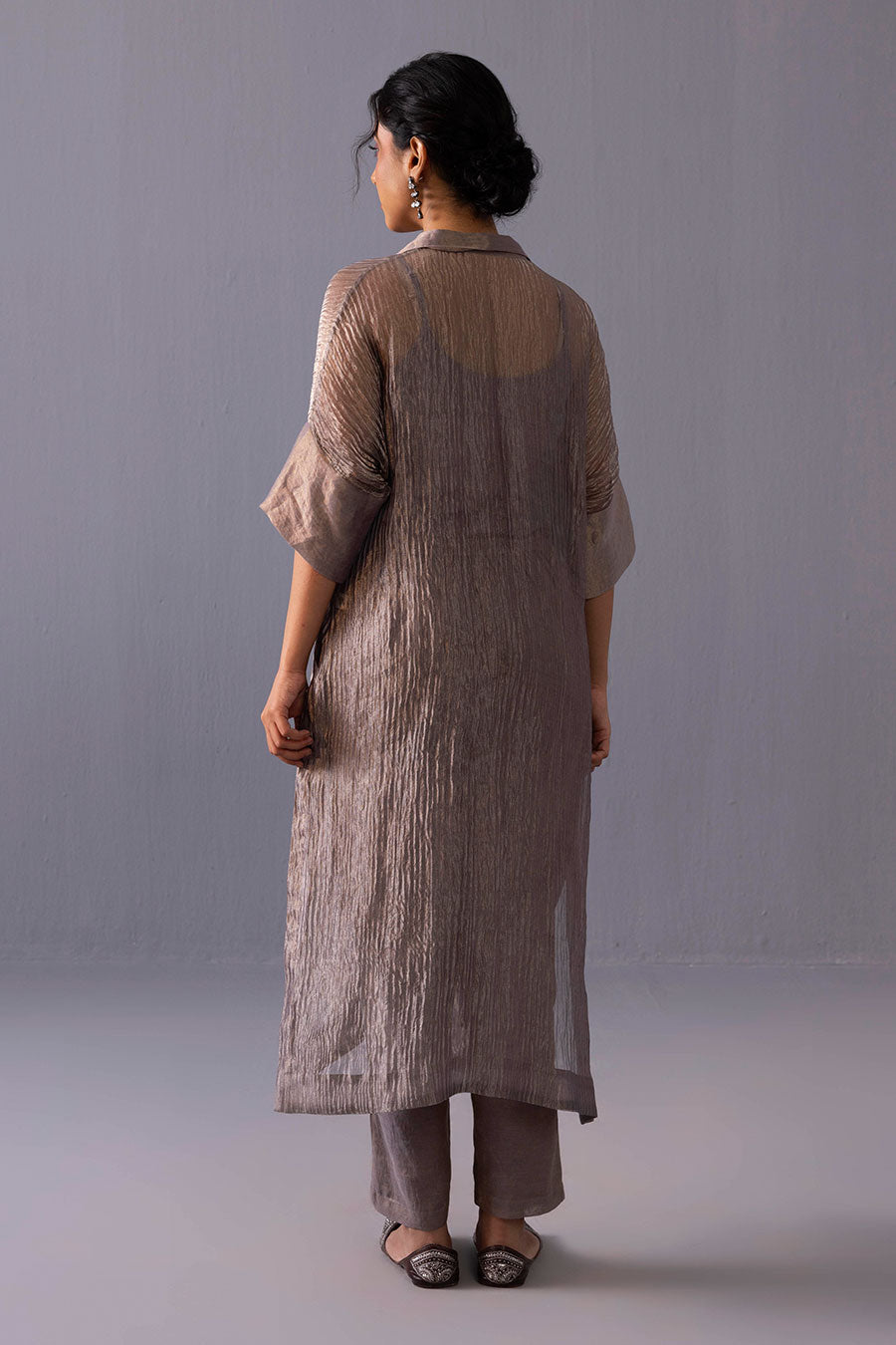 Rohini Grey Tissue Kurta & Pant Set
