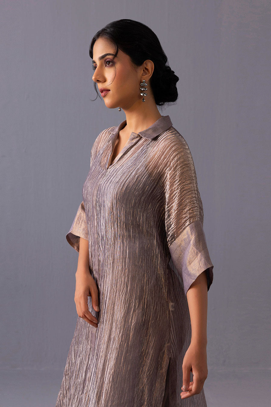 Rohini Grey Tissue Kurta & Pant Set