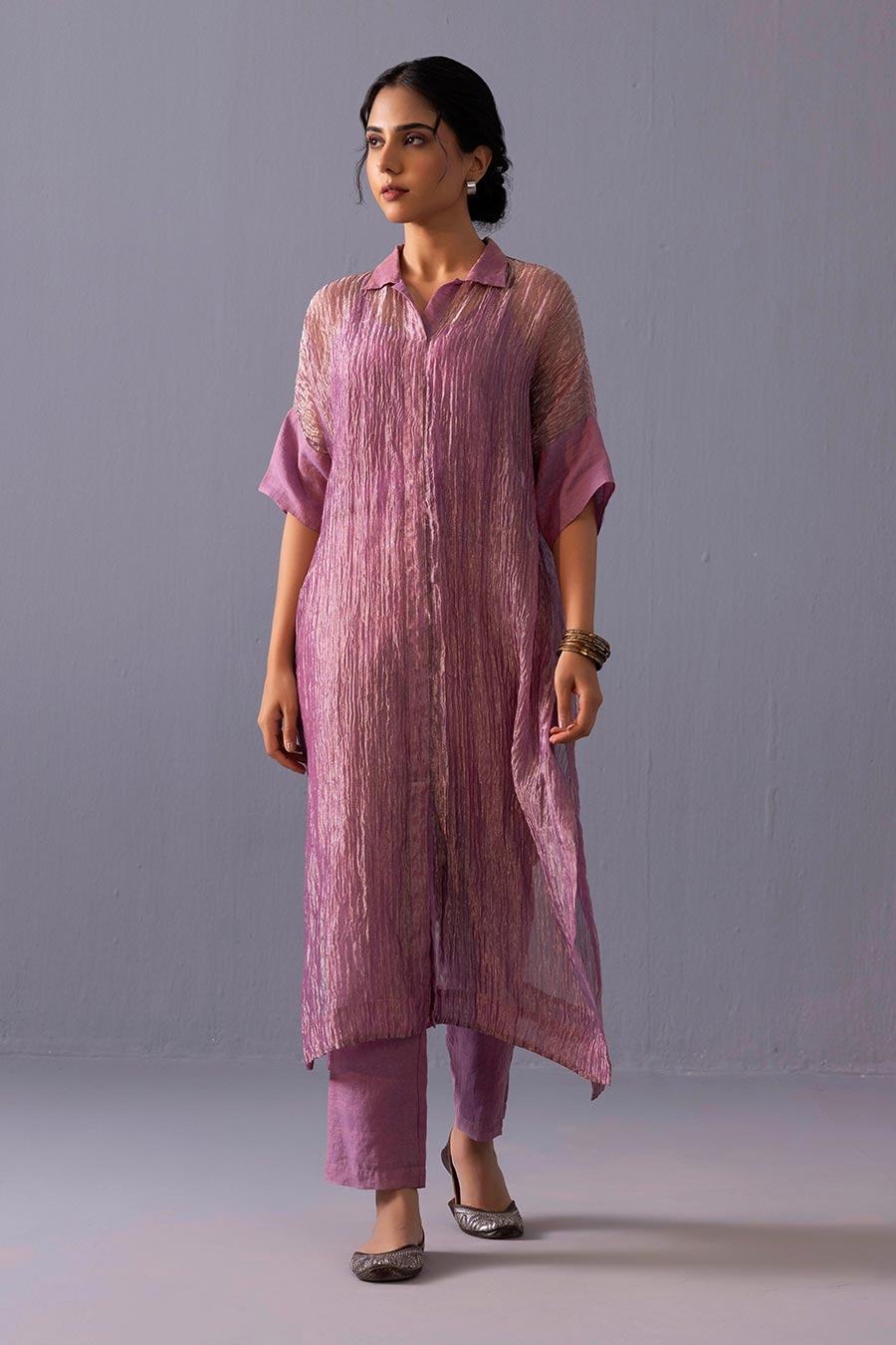 Rohini Pink Tissue Kurta & Pant Set