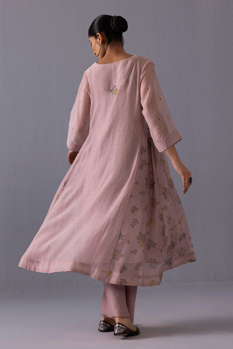 Sagarika Pink Chanderi Printed Kurta & Pant Set