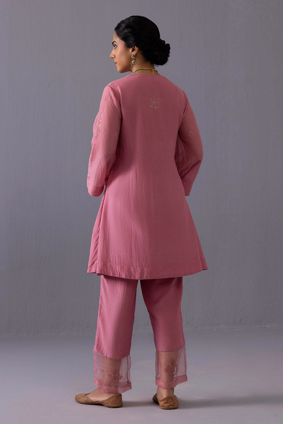 Aditi Pink Chanderi Embroidered Kurta Set