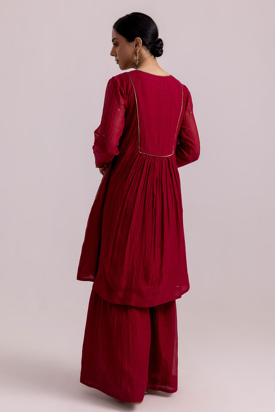 Red Rimi Embroidered Sharara Set