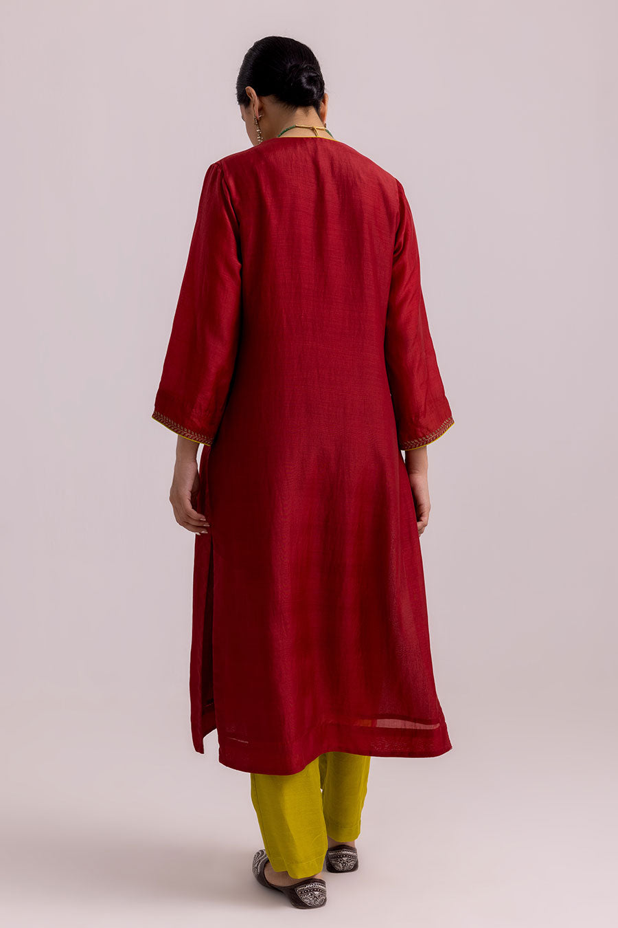 Red Veena Embroidered Kurta Set