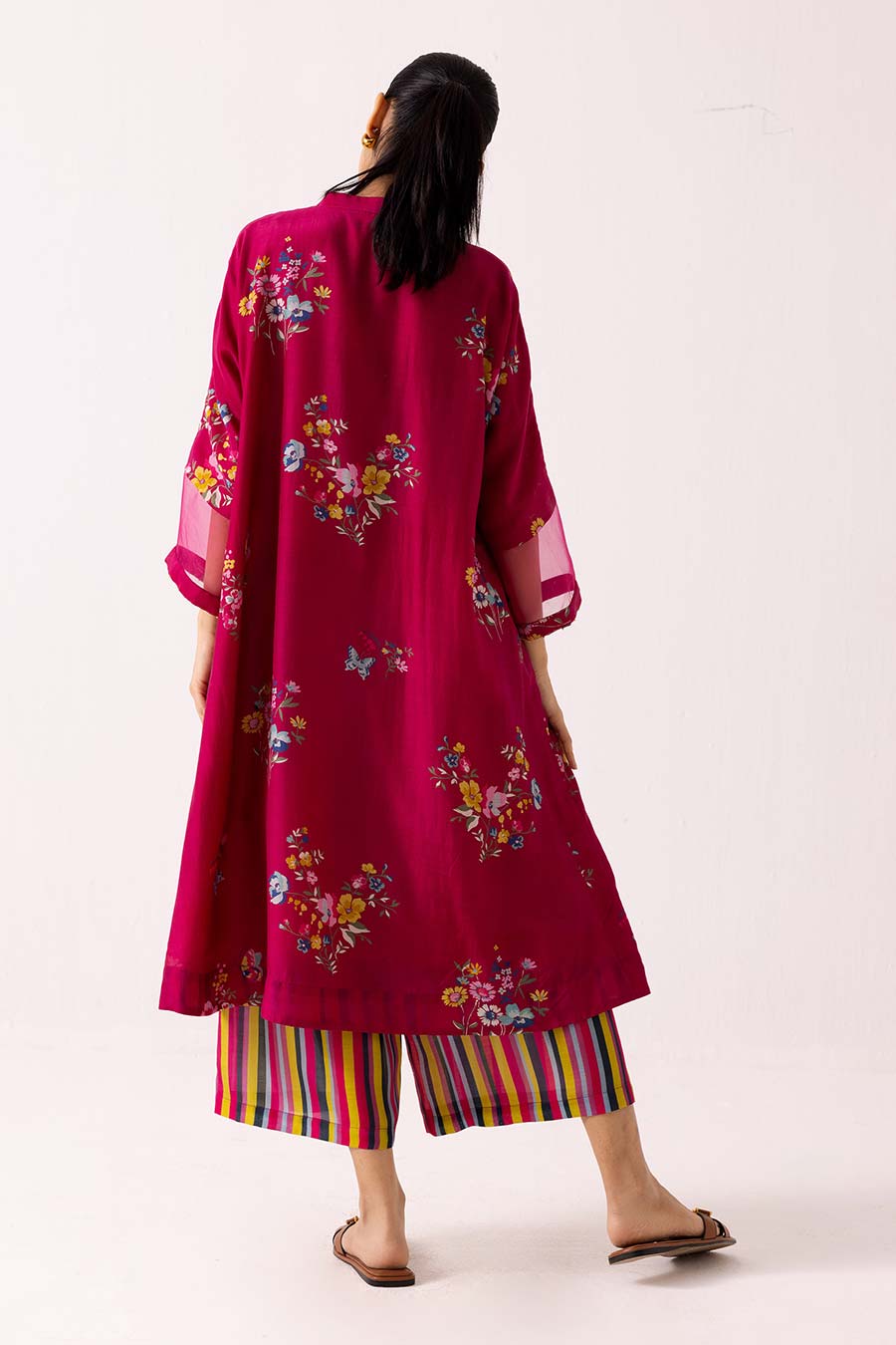 Magenta Floral Printed Kurta & Pant Set