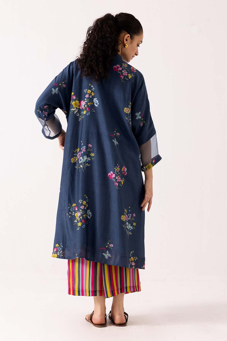 Blue Floral Printed Kurta & Pant Set