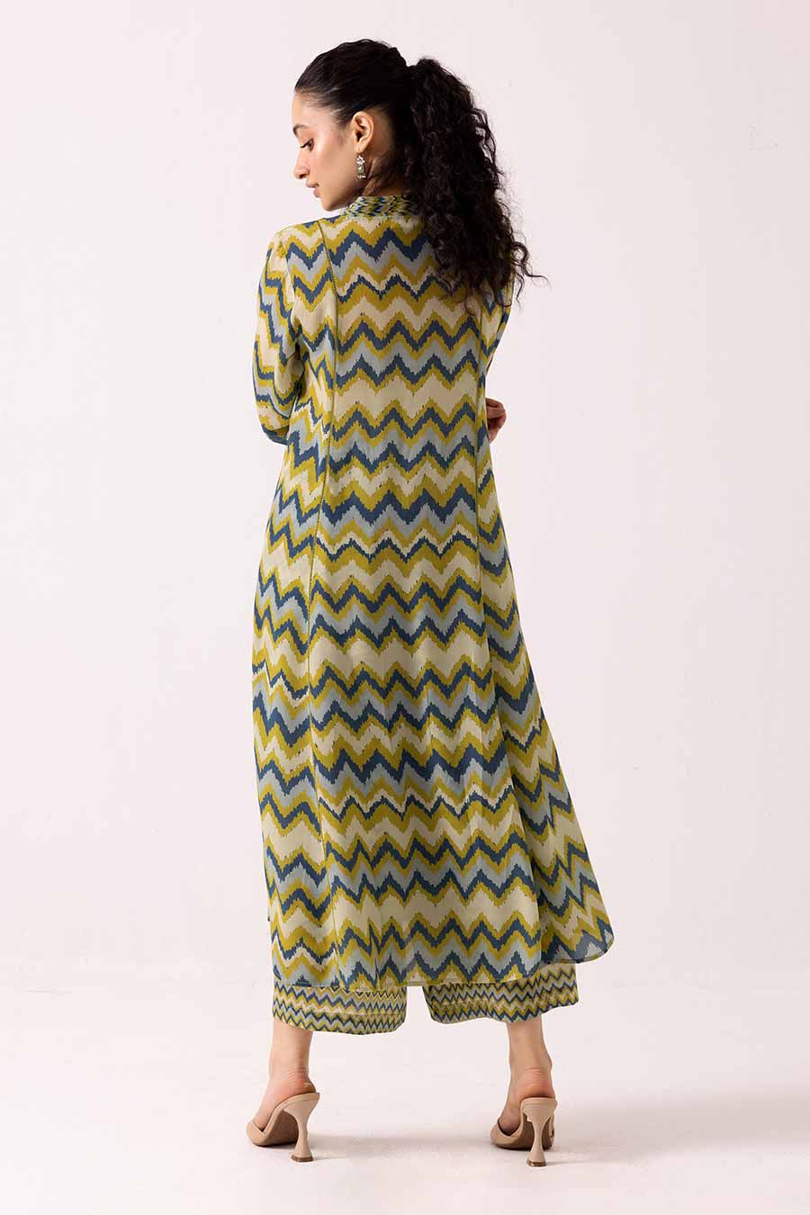 Green Zig-Zag Printed Kurta & Pant Set