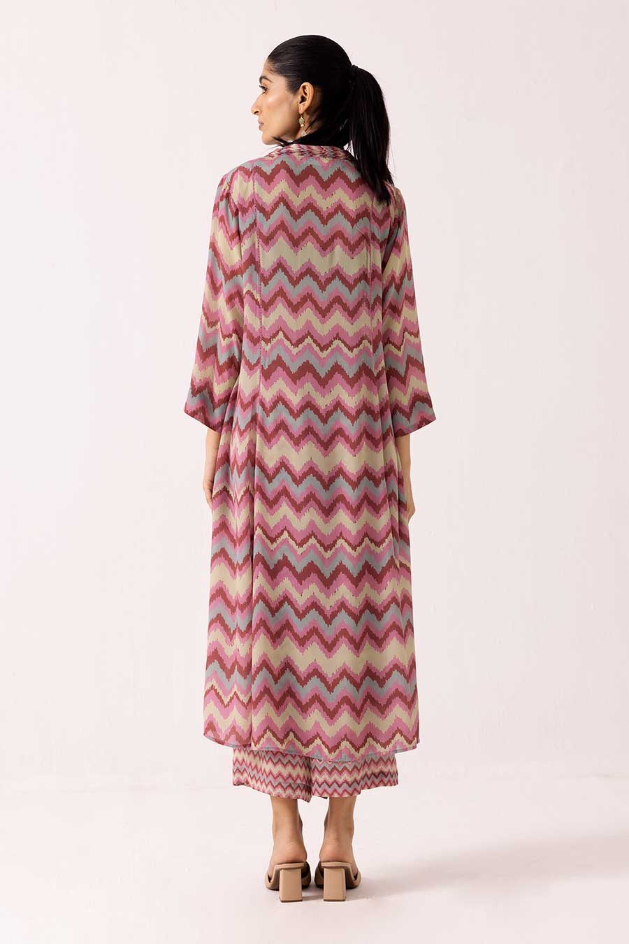 Pink Zig-Zag Printed Kurta & Pant Set