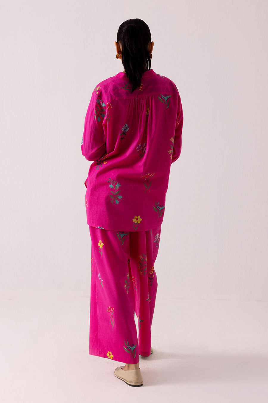 Fuchsia Printed Shirt & Pant Co-Ord Set