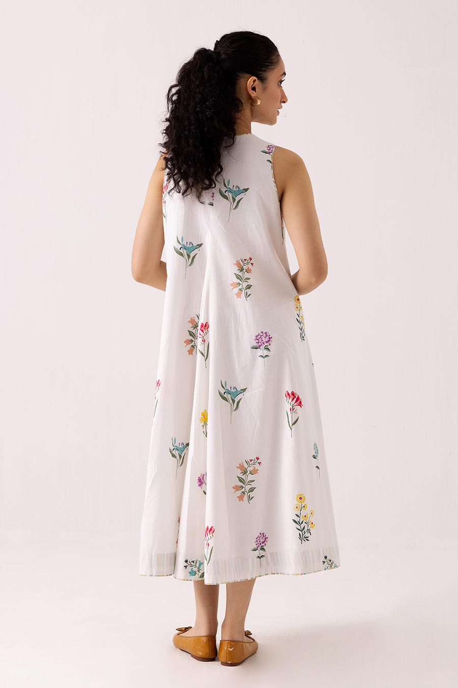 White Printed Orchid Dress