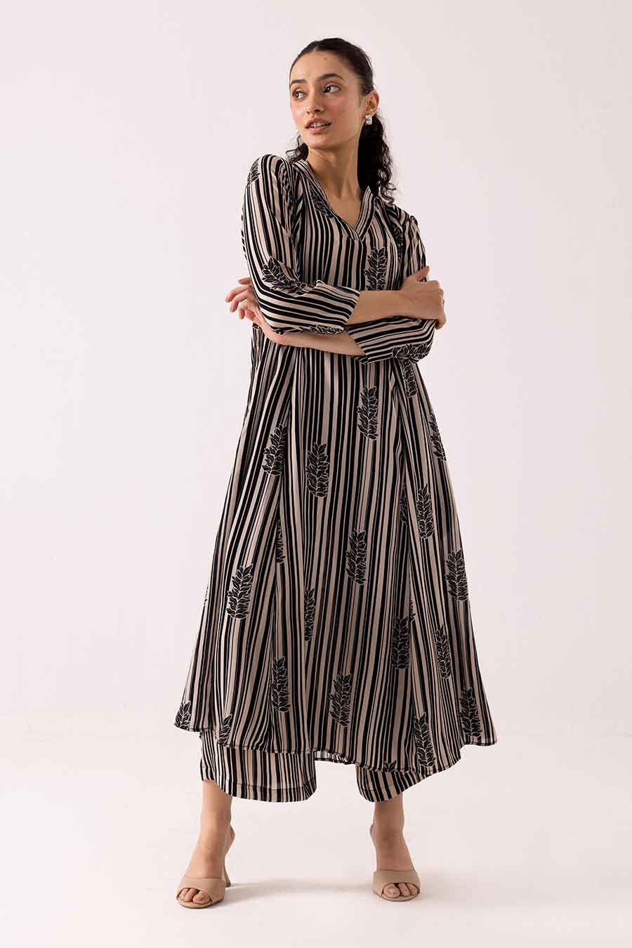 Black Printed Kurta & Pant Set