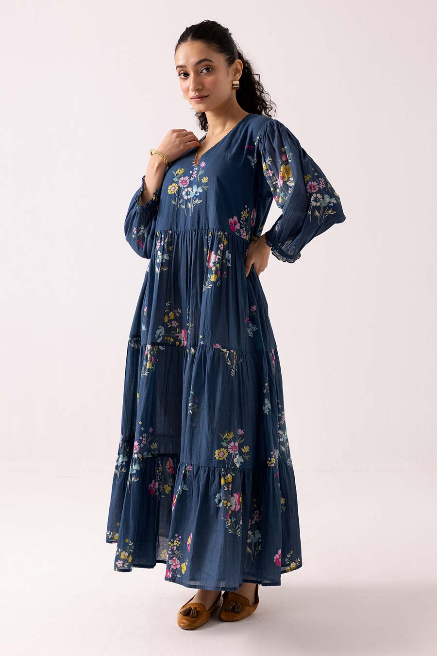 Blue Printed Iris Dress