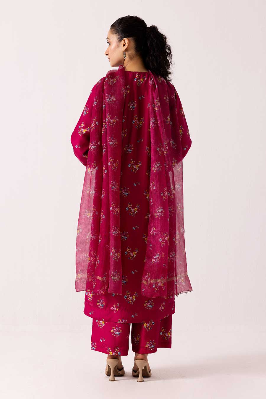 Pink Floral Printed Kurta Set