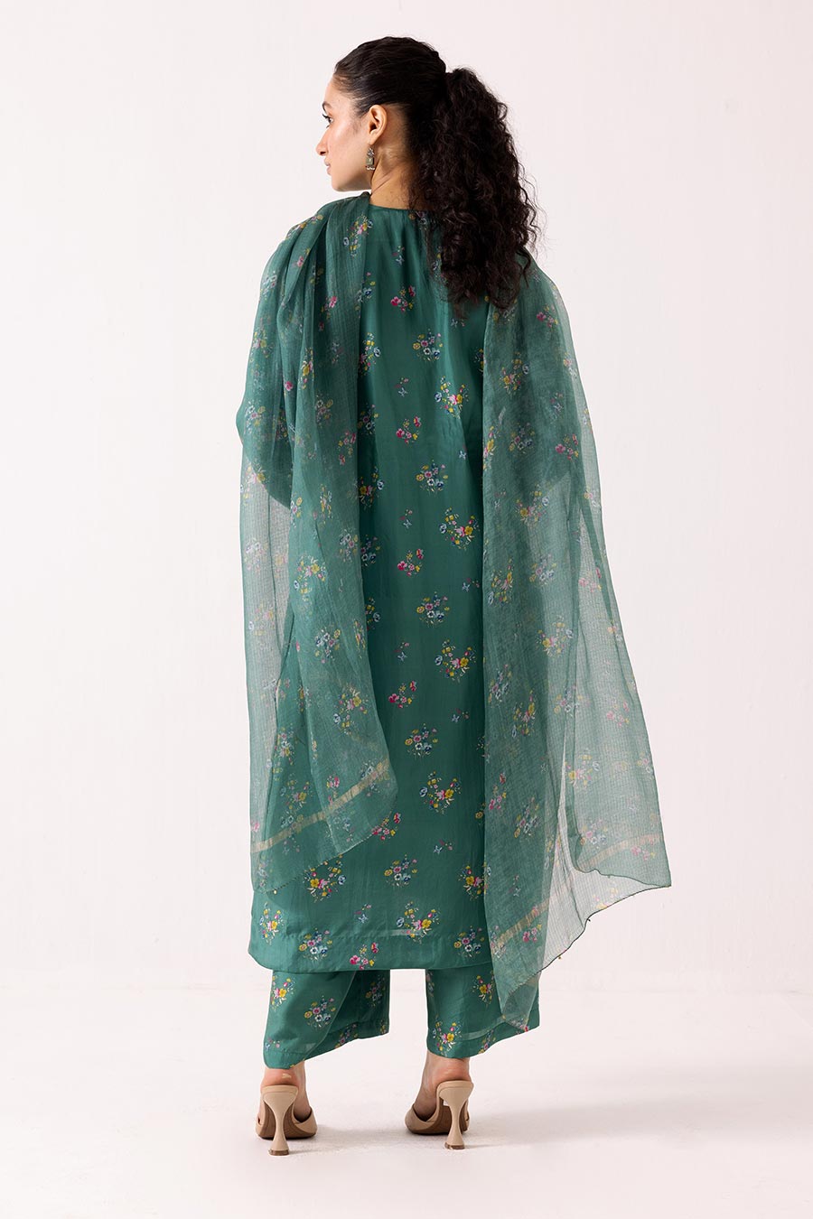 Green Floral Printed Kurta Set