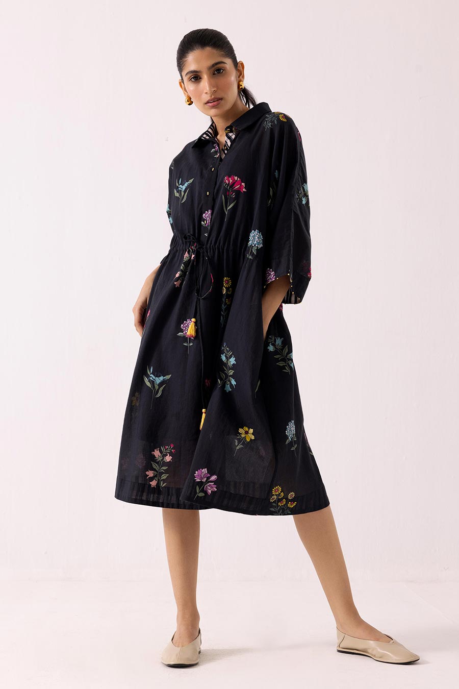 Black Printed Zinnia Dress