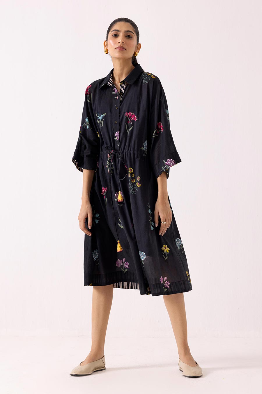 Black Printed Zinnia Dress