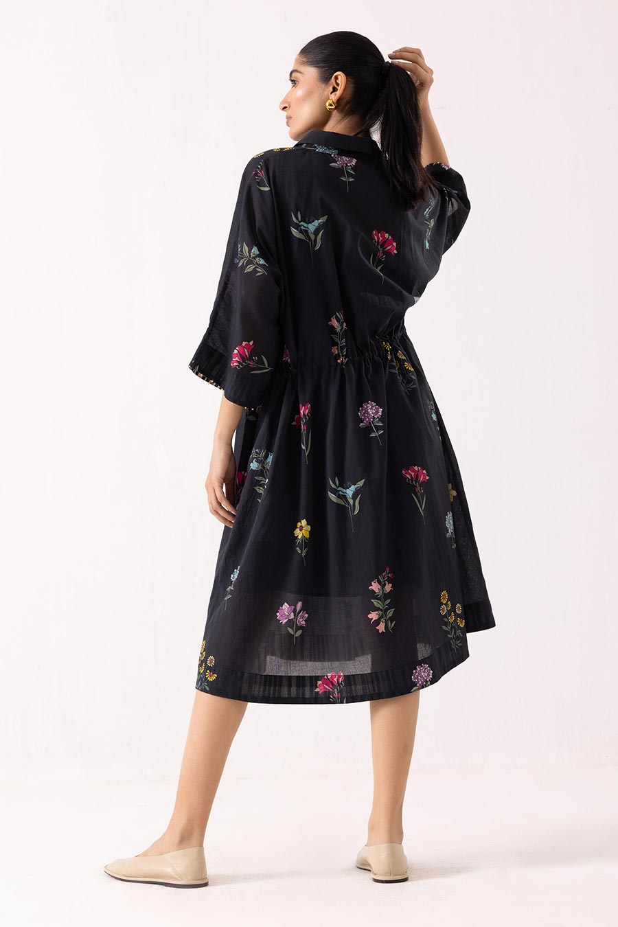 Black Printed Zinnia Dress